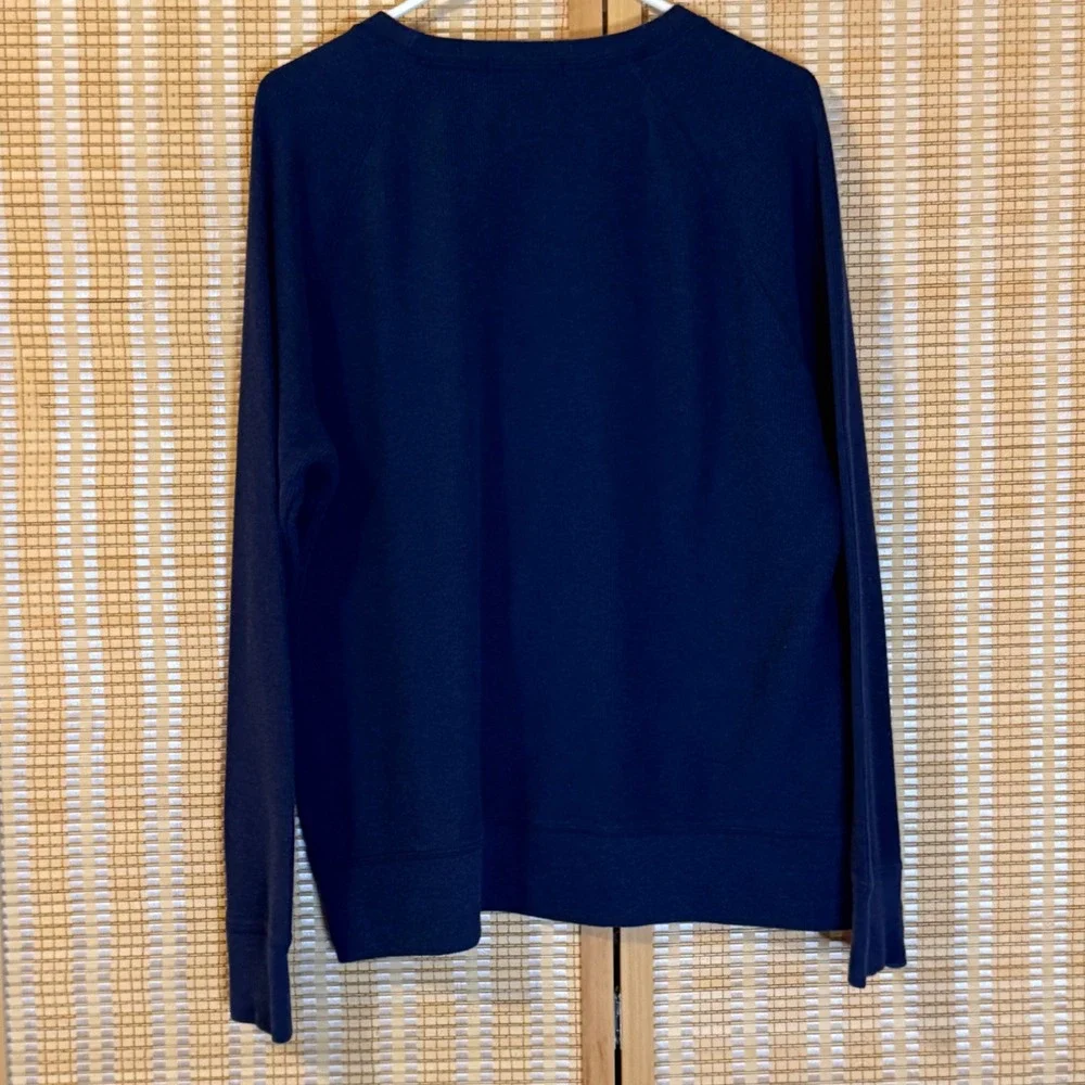 Banana Republic Mens Navy Blue Waffle Knit Raglan Crewneck Sweatshirt Large L
